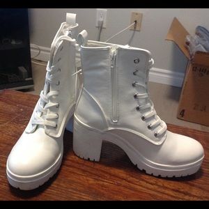 Women's High Heeled White Boots Bamboo - 8.5